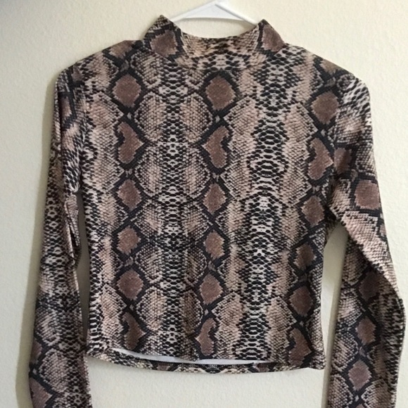 Snake print brown m cropped top - Picture 2 of 3